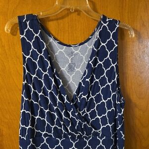St. John's Bay Navy and White Patterned Tank Top Dress 1X:  1XA